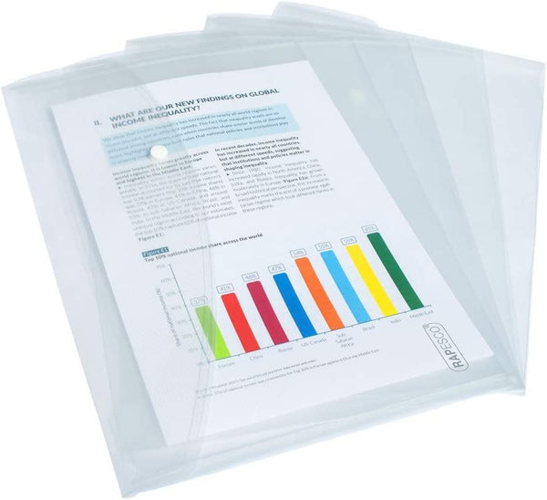 Popper Wallet Folder - RAPESCO A4+ Clear 5 Pack ROP0695